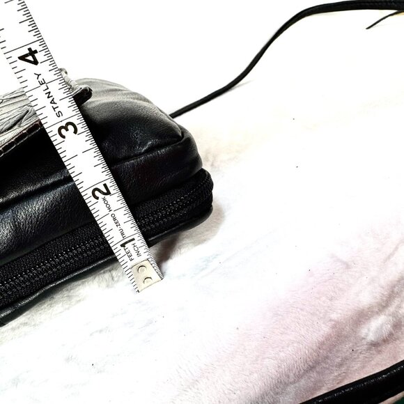 Atelier V Cuir Brown Black Daisy Embossed Leather Shoulder Wallet Clutch Purse W - Picture 6 of 16